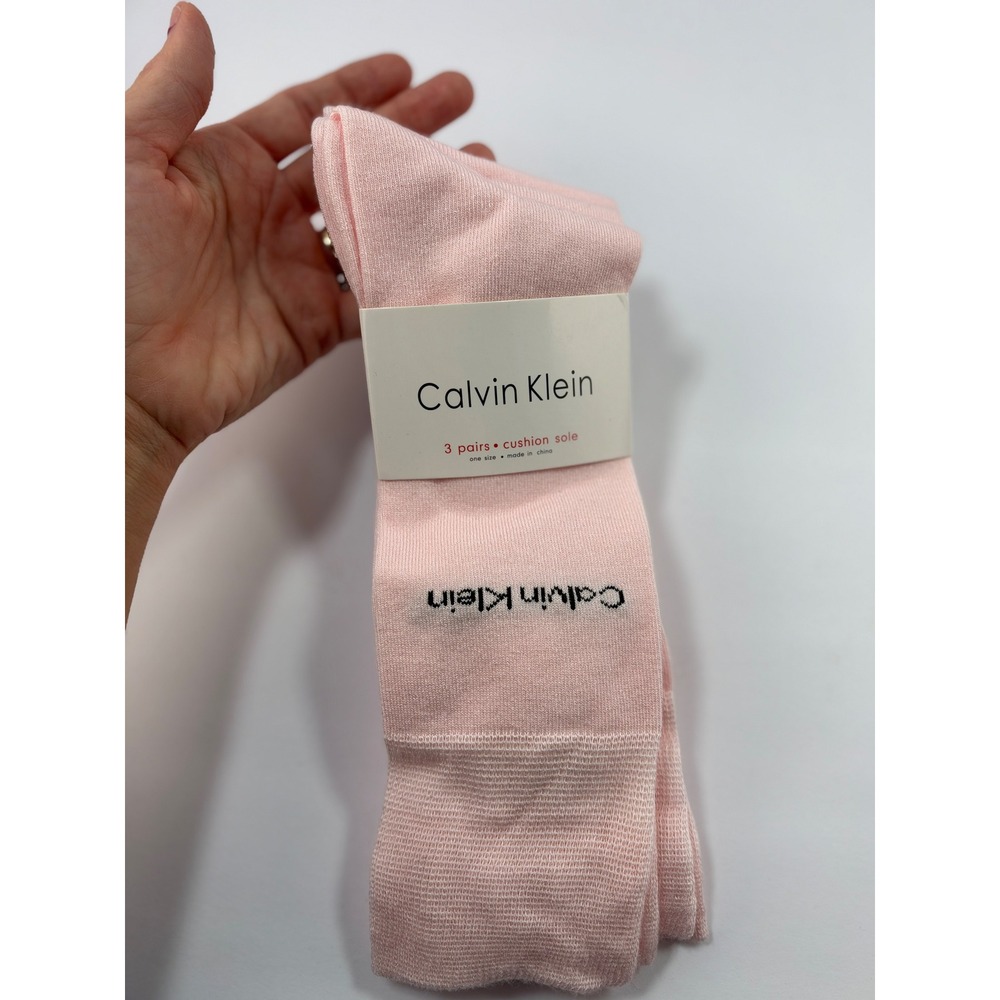 Calvin Klein Men's Dress Socks 3 Pack Pink Cushion Sole Cotton Crew Size 7-12